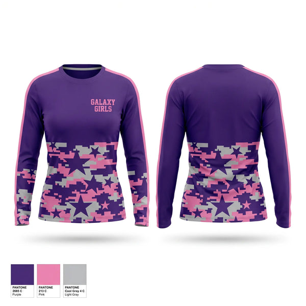 Long Sleeve Performance Shirt, Galaxy Girls, Women's Soccer, Teamtime, Team time, sublimation, custom sports apparel, team uniforms, spirit wear, spiritwear, sports uniforms, custom shirts, team store, custom team store, fundraiser sports, apparel fundraiser