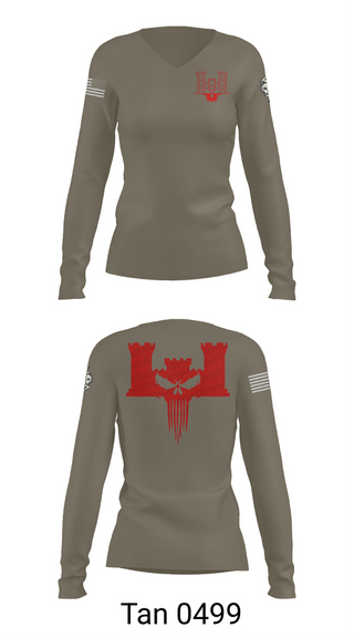 Womens Long Sleeve Vneck Shirt, B co 334th BEB, , Teamtime, Team time, sublimation, custom sports apparel, team uniforms, spirit wear, spiritwear, sports uniforms, custom shirts, team store, custom team store, fundraiser sports, apparel fundraiser
