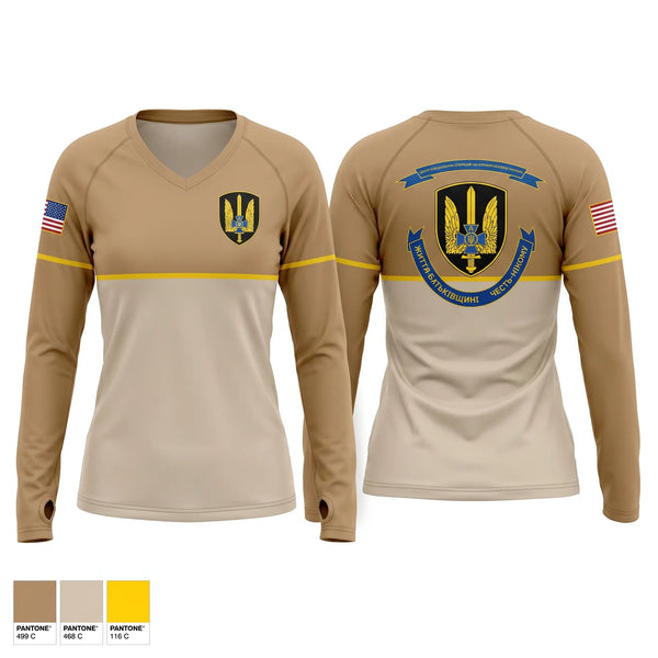 Womens Long Sleeve Vneck Shirt, ЦЕНТР СПЕЦІАЛЬНИХ ОПЕРАЦІЙ «А» СЛУЖБИ БЕЗПЕКИ УКРАЇНИ, Army, Teamtime, Team time, sublimation, custom sports apparel, team uniforms, spirit wear, spiritwear, sports uniforms, custom shirts, team store, custom team store, fundraiser sports, apparel fundraiser