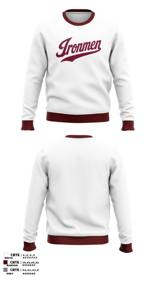 Crew Neck Sweatshirt, Ironmen, Wrestling, Teamtime, Team time, sublimation, custom sports apparel, team uniforms, spirit wear, spiritwear, sports uniforms, custom shirts, team store, custom team store, fundraiser sports, apparel fundraiser