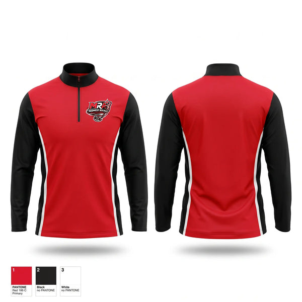 Quarter Zip Jacket, Midwest Rivals Allstar, Cheer, Teamtime, Team time, sublimation, custom sports apparel, team uniforms, spirit wear, spiritwear, sports uniforms, custom shirts, team store, custom team store, fundraiser sports, apparel fundraiser