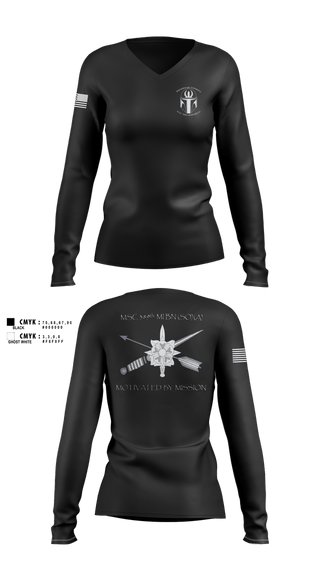 Womens Long Sleeve Vneck Shirt, MSC 389th MI BN (SO) (A), Army, Teamtime, Team time, sublimation, custom sports apparel, team uniforms, spirit wear, spiritwear, sports uniforms, custom shirts, team store, custom team store, fundraiser sports, apparel fundraiser