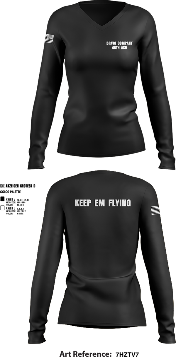 Womens Long Sleeve Vneck Shirt, Bravo company 46th ASB, , Teamtime, Team time, sublimation, custom sports apparel, team uniforms, spirit wear, spiritwear, sports uniforms, custom shirts, team store, custom team store, fundraiser sports, apparel fundraiser