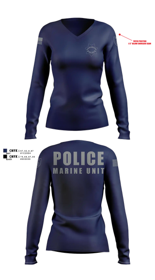 Womens Long Sleeve Vneck Shirt, Sacramento Police Marine Unit, Police, Teamtime, Team time, sublimation, custom sports apparel, team uniforms, spirit wear, spiritwear, sports uniforms, custom shirts, team store, custom team store, fundraiser sports, apparel fundraiser