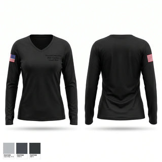Womens Long Sleeve Vneck Shirt, Second battalion first marines CAAT Red, Marines, Teamtime, Team time, sublimation, custom sports apparel, team uniforms, spirit wear, spiritwear, sports uniforms, custom shirts, team store, custom team store, fundraiser sports, apparel fundraiser