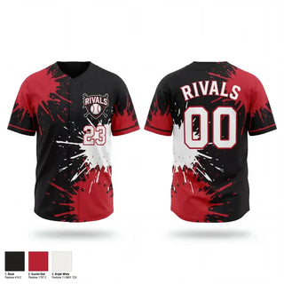 Full Button Baseball Jersey, Rivals Baseball, Baseball, Teamtime, Team time, sublimation, custom sports apparel, team uniforms, spirit wear, spiritwear, sports uniforms, custom shirts, team store, custom team store, fundraiser sports, apparel fundraiser