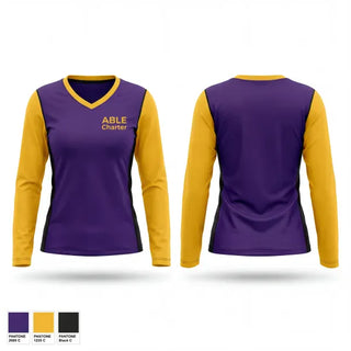 Womens Long Sleeve Vneck Shirt, ABLE Charter, Men's Volleyball, Teamtime, Team time, sublimation, custom sports apparel, team uniforms, spirit wear, spiritwear, sports uniforms, custom shirts, team store, custom team store, fundraiser sports, apparel fundraiser