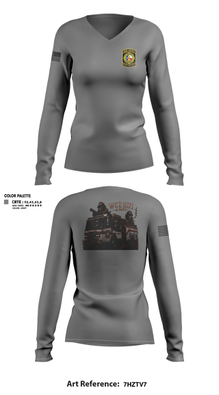 Womens Long Sleeve Vneck Shirt, WCESD1 B shift, Fire Department, Teamtime, Team time, sublimation, custom sports apparel, team uniforms, spirit wear, spiritwear, sports uniforms, custom shirts, team store, custom team store, fundraiser sports, apparel fundraiser