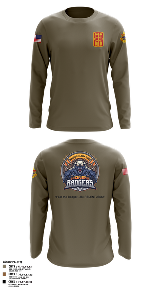 Long Sleeve Performance Shirt, Honey Badgers / 30X, Army, Teamtime, Team time, sublimation, custom sports apparel, team uniforms, spirit wear, spiritwear, sports uniforms, custom shirts, team store, custom team store, fundraiser sports, apparel fundraiser