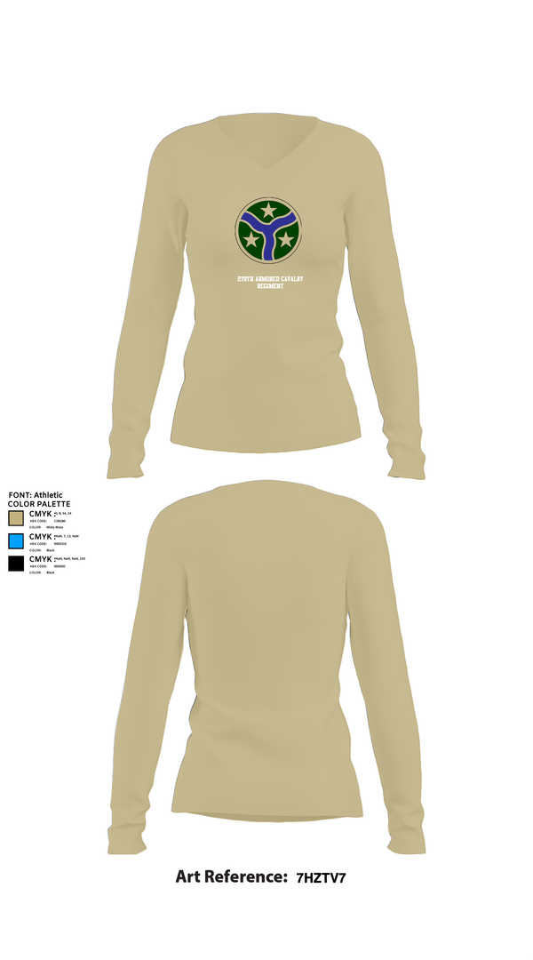 Womens Long Sleeve Vneck Shirt, 278th Armored Cavalry Regiment, National Guard, Teamtime, Team time, sublimation, custom sports apparel, team uniforms, spirit wear, spiritwear, sports uniforms, custom shirts, team store, custom team store, fundraiser sports, apparel fundraiser