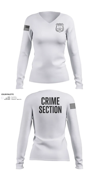 Womens Long Sleeve Vneck Shirt, 5th PCT Crime Section, , Teamtime, Team time, sublimation, custom sports apparel, team uniforms, spirit wear, spiritwear, sports uniforms, custom shirts, team store, custom team store, fundraiser sports, apparel fundraiser