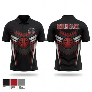 Short Sleeve Performance Polo, Ballin F.A.S.T, Men's Basketball, Teamtime, Team time, sublimation, custom sports apparel, team uniforms, spirit wear, spiritwear, sports uniforms, custom shirts, team store, custom team store, fundraiser sports, apparel fundraiser