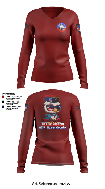 Agif 18486866 Women's Long Sleeve V-neck Shirt - 1