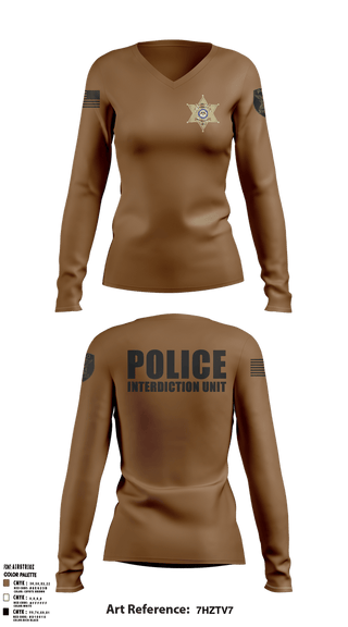 Womens Long Sleeve Vneck Shirt, Panola County Sheriff’s Office, Police, Teamtime, Team time, sublimation, custom sports apparel, team uniforms, spirit wear, spiritwear, sports uniforms, custom shirts, team store, custom team store, fundraiser sports, apparel fundraiser