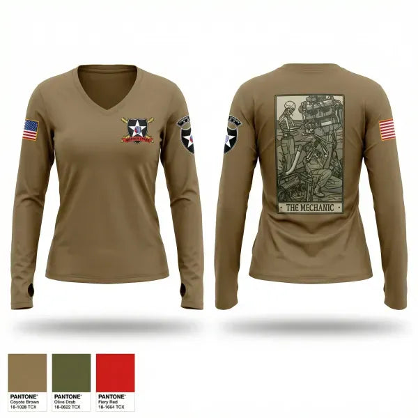 Womens Long Sleeve Vneck Shirt, 2ID DIVARTY, Army, Teamtime, Team time, sublimation, custom sports apparel, team uniforms, spirit wear, spiritwear, sports uniforms, custom shirts, team store, custom team store, fundraiser sports, apparel fundraiser