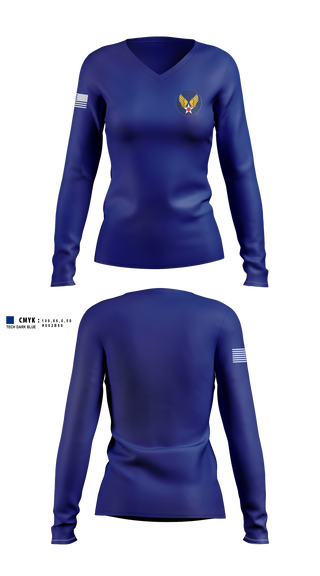 Womens Long Sleeve Vneck Shirt, GA-956, Air Force, Teamtime, Team time, sublimation, custom sports apparel, team uniforms, spirit wear, spiritwear, sports uniforms, custom shirts, team store, custom team store, fundraiser sports, apparel fundraiser