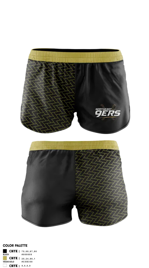 Womens Shorts, Northeast 9ers, Softball, Teamtime, Team time, sublimation, custom sports apparel, team uniforms, spirit wear, spiritwear, sports uniforms, custom shirts, team store, custom team store, fundraiser sports, apparel fundraiser