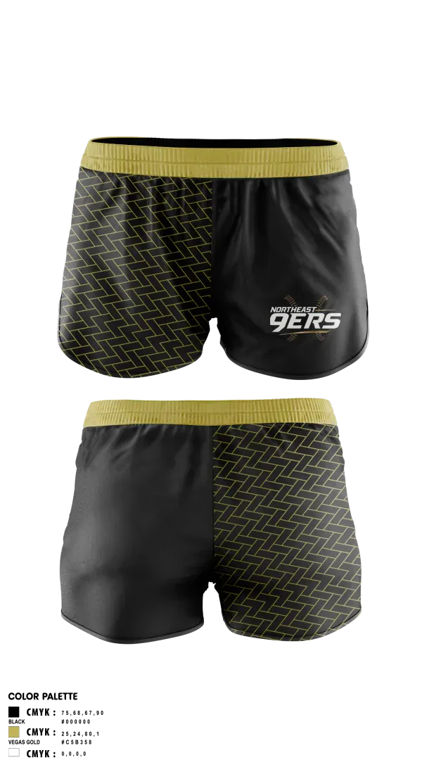 Womens Shorts, Northeast 9ers, Softball, Teamtime, Team time, sublimation, custom sports apparel, team uniforms, spirit wear, spiritwear, sports uniforms, custom shirts, team store, custom team store, fundraiser sports, apparel fundraiser