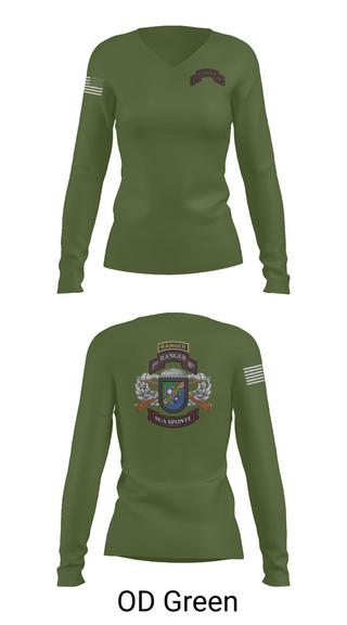 Womens Long Sleeve Vneck Shirt, 1/75 Ranger Battalion, Army, Teamtime, Team time, sublimation, custom sports apparel, team uniforms, spirit wear, spiritwear, sports uniforms, custom shirts, team store, custom team store, fundraiser sports, apparel fundraiser