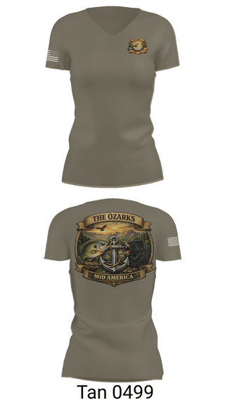 Womens Short Sleeve Vneck Shirt, Ozark Mid America, Navy, Teamtime, Team time, sublimation, custom sports apparel, team uniforms, spirit wear, spiritwear, sports uniforms, custom shirts, team store, custom team store, fundraiser sports, apparel fundraiser