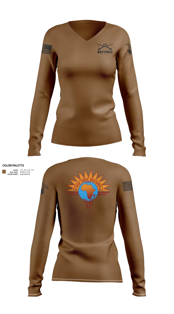 Womens Long Sleeve Vneck Shirt, Task Force Bastards, , Teamtime, Team time, sublimation, custom sports apparel, team uniforms, spirit wear, spiritwear, sports uniforms, custom shirts, team store, custom team store, fundraiser sports, apparel fundraiser