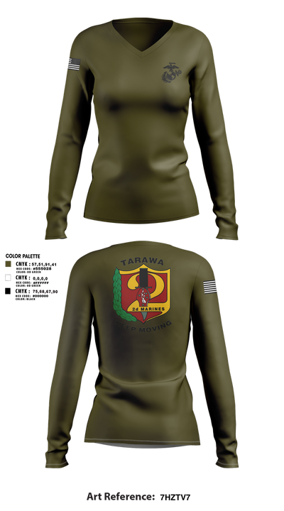 2d Reg 53277389 Women's Long Sleeve V-neck Shirt - 1