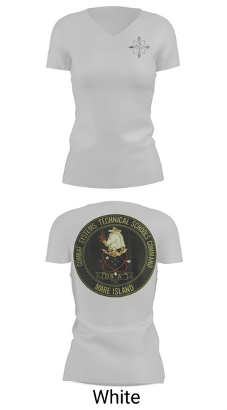 Womens Short Sleeve Vneck Shirt, Combat Systems Technical Schools Command, Navy, Teamtime, Team time, sublimation, custom sports apparel, team uniforms, spirit wear, spiritwear, sports uniforms, custom shirts, team store, custom team store, fundraiser sports, apparel fundraiser