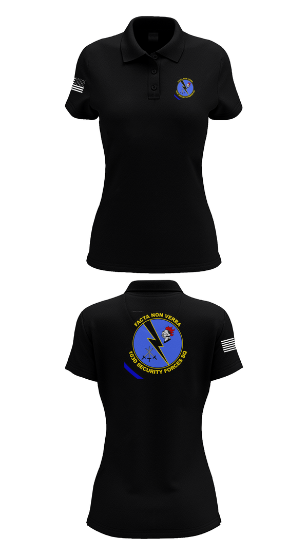 Womens Short Sleeve Performance Polo, 103d SECURITY FORCES SQUADRON, , Teamtime, Team time, sublimation, custom sports apparel, team uniforms, spirit wear, spiritwear, sports uniforms, custom shirts, team store, custom team store, fundraiser sports, apparel fundraiser