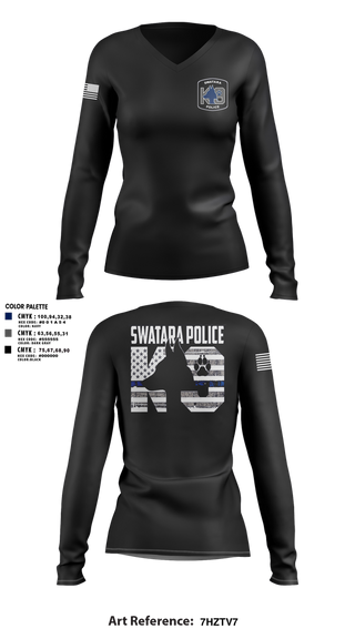 Womens Long Sleeve Vneck Shirt, Swatara K9, Police, Teamtime, Team time, sublimation, custom sports apparel, team uniforms, spirit wear, spiritwear, sports uniforms, custom shirts, team store, custom team store, fundraiser sports, apparel fundraiser