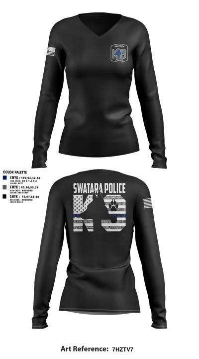 Swatara K9 68594895 Women's Long Sleeve V-neck Shirt - 6