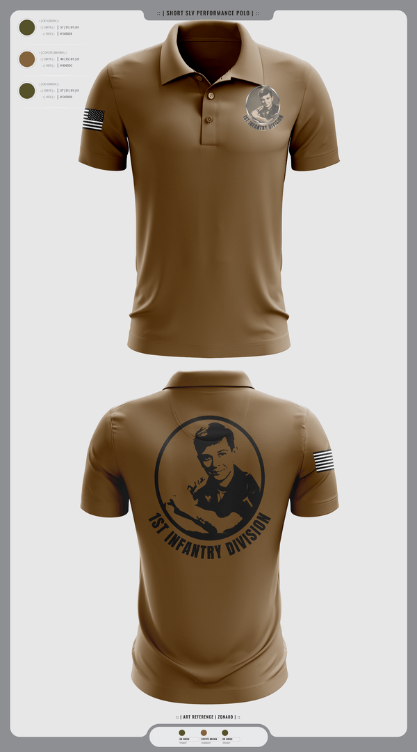 Short Sleeve Performance Polo, 1st Infantry Division, , Teamtime, Team time, sublimation, custom sports apparel, team uniforms, spirit wear, spiritwear, sports uniforms, custom shirts, team store, custom team store, fundraiser sports, apparel fundraiser