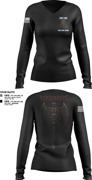Womens Long Sleeve Vneck Shirt, 11th Cyber BN, Army, Teamtime, Team time, sublimation, custom sports apparel, team uniforms, spirit wear, spiritwear, sports uniforms, custom shirts, team store, custom team store, fundraiser sports, apparel fundraiser