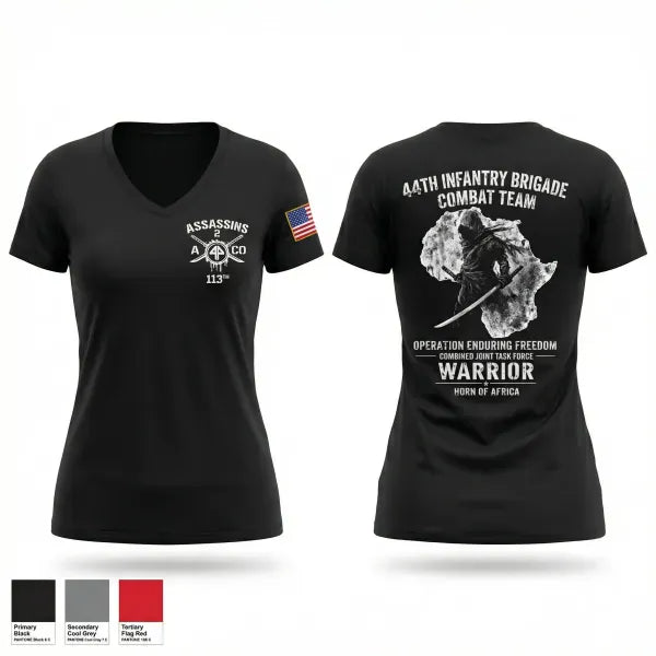 Womens Short Sleeve Vneck Shirt, 44th IBCT, Army, Teamtime, Team time, sublimation, custom sports apparel, team uniforms, spirit wear, spiritwear, sports uniforms, custom shirts, team store, custom team store, fundraiser sports, apparel fundraiser