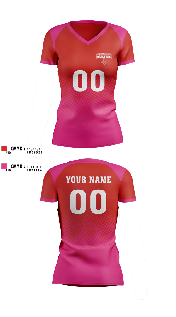 Womens Short Sleeve Vneck Shirt, Living Word Academy Volleyball, Women's Volleyball, Teamtime, Team time, sublimation, custom sports apparel, team uniforms, spirit wear, spiritwear, sports uniforms, custom shirts, team store, custom team store, fundraiser sports, apparel fundraiser