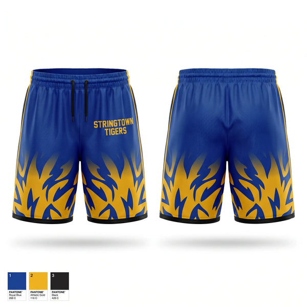 Mens Reversible Basketball Shorts, Stringtown Tigers, Women's Basketball, Teamtime, Team time, sublimation, custom sports apparel, team uniforms, spirit wear, spiritwear, sports uniforms, custom shirts, team store, custom team store, fundraiser sports, apparel fundraiser