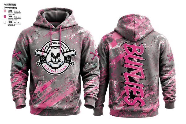 Hoodie, Bad News Bullies, Softball, Teamtime, Team time, sublimation, custom sports apparel, team uniforms, spirit wear, spiritwear, sports uniforms, custom shirts, team store, custom team store, fundraiser sports, apparel fundraiser