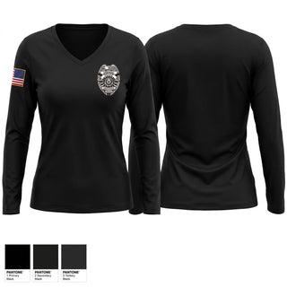 Womens Long Sleeve Vneck Shirt, Presidio Police Department, Police, Teamtime, Team time, sublimation, custom sports apparel, team uniforms, spirit wear, spiritwear, sports uniforms, custom shirts, team store, custom team store, fundraiser sports, apparel fundraiser