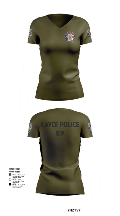 Cayce Police K9 35627395 Women's Short Sleeve V-neck Shirt - 102