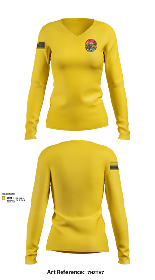 Womens Long Sleeve Vneck Shirt, USSOUTHCOM FCPOA, , Teamtime, Team time, sublimation, custom sports apparel, team uniforms, spirit wear, spiritwear, sports uniforms, custom shirts, team store, custom team store, fundraiser sports, apparel fundraiser