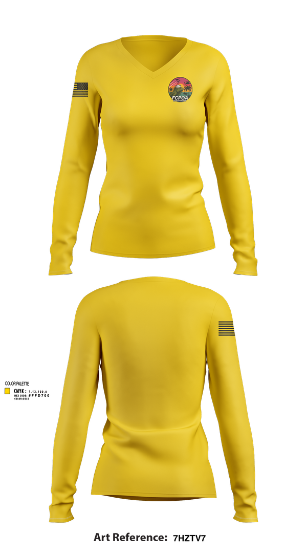 Womens Long Sleeve Vneck Shirt, USSOUTHCOM FCPOA, , Teamtime, Team time, sublimation, custom sports apparel, team uniforms, spirit wear, spiritwear, sports uniforms, custom shirts, team store, custom team store, fundraiser sports, apparel fundraiser
