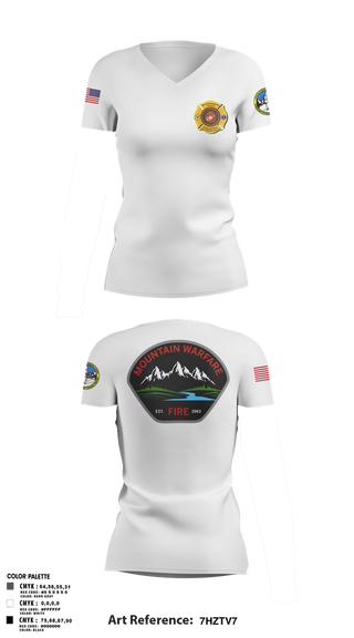 Womens Short Sleeve Vneck Shirt, Marine Corps Mountain Warfare Training Center Fire Department, , Teamtime, Team time, sublimation, custom sports apparel, team uniforms, spirit wear, spiritwear, sports uniforms, custom shirts, team store, custom team store, fundraiser sports, apparel fundraiser