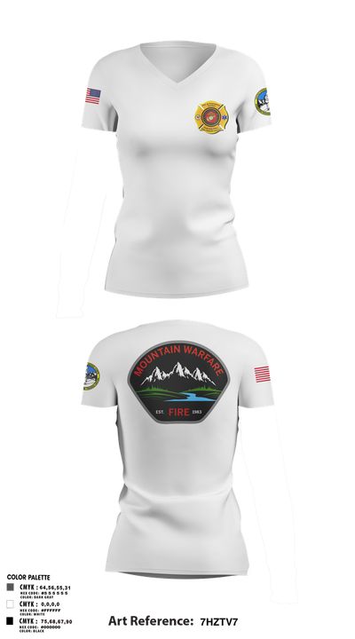 Marine Corps Mountain Warfare Training Center Fire Department 41101347 Women's Short Sleeve V-neck Shirt - 2