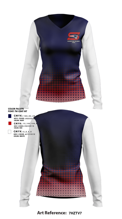 Schenectady Belmont Football & Cheer 31976871 Women's Long Sleeve V-neck Shirt - 1