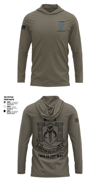 Long Sleeve Performance Shirt with hood, A Co 172 BEB, National Guard, Teamtime, Team time, sublimation, custom sports apparel, team uniforms, spirit wear, spiritwear, sports uniforms, custom shirts, team store, custom team store, fundraiser sports, apparel fundraiser
