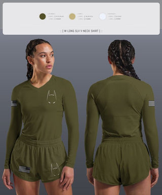 Womens Long Sleeve Vneck Shirt, Bat, Army, Teamtime, Team time, sublimation, custom sports apparel, team uniforms, spirit wear, spiritwear, sports uniforms, custom shirts, team store, custom team store, fundraiser sports, apparel fundraiser