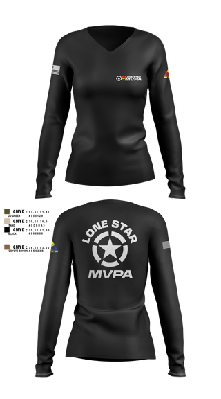 Womens Long Sleeve Vneck Shirt, Lone Star MVPA, , Teamtime, Team time, sublimation, custom sports apparel, team uniforms, spirit wear, spiritwear, sports uniforms, custom shirts, team store, custom team store, fundraiser sports, apparel fundraiser