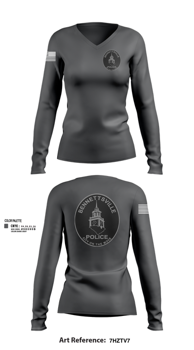 Bennettsville Police 90771724 Women's Long Sleeve V-neck Shirt - 2