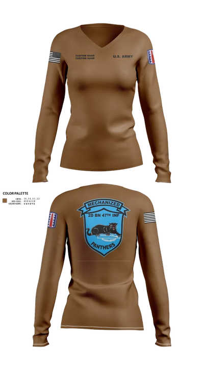C Co 2-47 197th Infantry Brigade 20243468 Women's Long Sleeve V-neck Shirt - 30