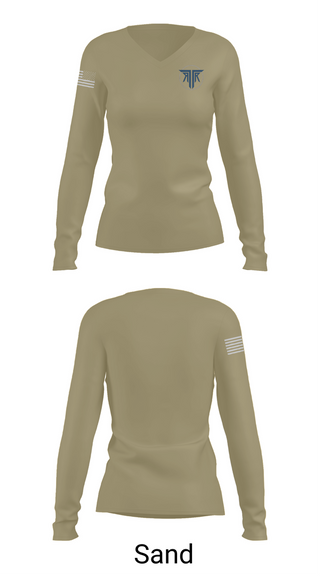 Womens Long Sleeve Vneck Shirt, Rooftop Rangers, Army, Teamtime, Team time, sublimation, custom sports apparel, team uniforms, spirit wear, spiritwear, sports uniforms, custom shirts, team store, custom team store, fundraiser sports, apparel fundraiser