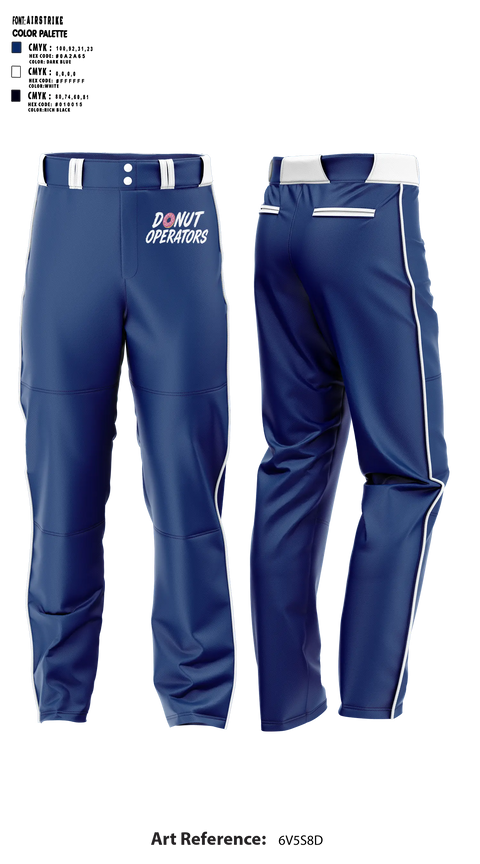 Baseball Pants, Donut Operators, Baseball, Teamtime, Team time, sublimation, custom sports apparel, team uniforms, spirit wear, spiritwear, sports uniforms, custom shirts, team store, custom team store, fundraiser sports, apparel fundraiser